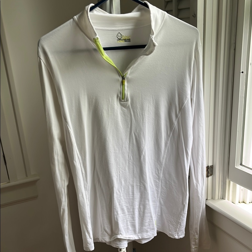 White Long Sleeve Tee with 1/4 zip